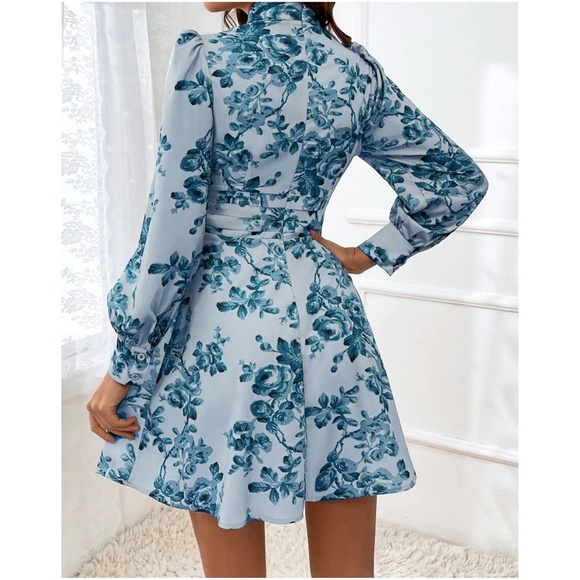 COPY - Boho Floral Print Cut out Puff Sleeve Dress - Picture 6 of 8